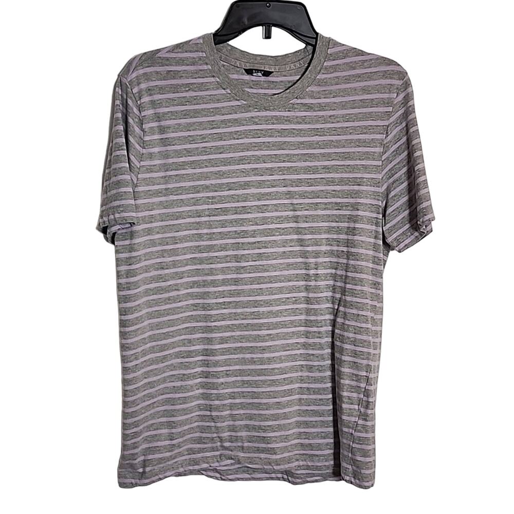 DKNY Purple/Gray Striped Tee, Medium
